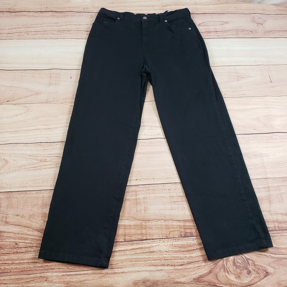 Gloria Vanderbilt Jeans Women 12 Black Straight‎ Mid Medium Wash Denim Ladies